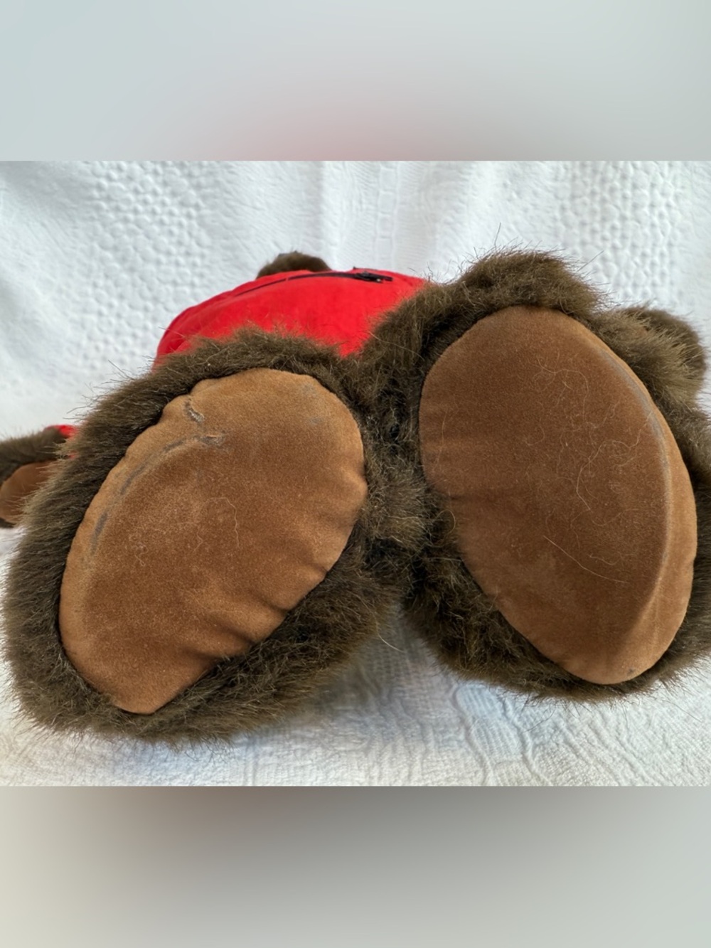 Vintage LL Bean Plush Brown Teddy Bear W/ Red Rain Parka Anorak Jacket - Picture 8 of 8